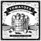 Retro tomato harvest label with landscape black and white