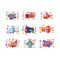 Retro toy air transport set, airship, airplane, biplane, helicopter vehicles vector Illustration on a white background