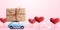 Retro toy car with Valentine heart