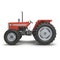 Retro Tractor on white. Side view. 3D illustration