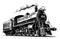 Retro train hand drawn sketch Passenger trans Vector illustration...