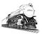 Retro train locomotive sketch hand drawn in doodle style