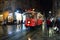 Retro tram on Istiklal street at night. Taksim historic district.Famous touristic line.