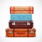 Retro Travel Luggage Suitcases Realistic Set