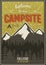 Retro travel typography poster with camping symbols - tent, mountains, forest. Vector typography design. Hand drawn