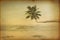 Retro Tropical Beautiful Beach with Palm Tree