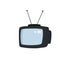 Retro TV with antenna. Television screen.