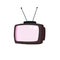 Retro TV with antenna. Television screen