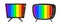Retro tv icon, set old television shape multicolor sign â€“ vector