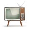 Retro TV set on white background. Communication, media