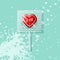 Retro Valentine heart shaped wrapped lollipop