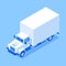 Retro van cab box container courier service commercial goods shipment automobile isometric vector