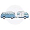 Retro van with camper trailer - vintage minibus