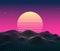 Retro vaporwave backgroud future landscape 80s aesthetic laser synthwave grid