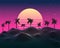 Retro vaporwave backgroud future landscape 80s aesthetic laser synthwave grid