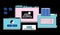 Retro vaporwave desktop with message boxes and user interface elements.web banner template in retro 90s style. Vector illustration