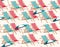 Retro Vector beach seamless pattern. Colorful Lounge chair Travel background with Striped ,Seamless pattern