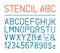 Retro vector grunge stencil alphabet and numbers on white background