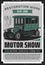 Retro vehicles repair garage, vintage motors show