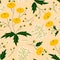 Retro vibe folk art style dandelion seamless repeated pattern simplistic minimal