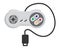 Retro video game controller or classical joystick with usb cable flat color icon for apps or website
