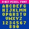 Retro video game pixel letters and numbers font, digital alphabet