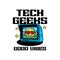 Retro video games logo. Vector illustration of retro video game icon. tech geeks