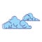 Retro videogame clouds pixelated cartoon isolated blue lines