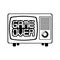 Retro videogame game over on tv screen in black and white