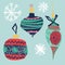 Retro vintage art beautiful artistic Scandinavian graphic lovely winter holiday new year collage pattern Christmas tree toys