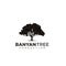 Retro vintage Banyan tree logo design template