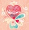 Retro Vintage calligraphic decorative colorful greeting Valentine card