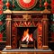 Retro vintage fireplace, warm hearth in home, art deco style illustration