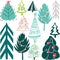 Retro vintage graphic multicolor lovely holiday new year pattern of Christmas trees vector