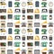 Retro vintage household appliances vector kitchenware seamless pattern