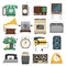 Retro vintage household appliances vector set