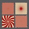 Retro vintage hypnotic background set. vector