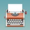 Retro Vintage Manual Typewriter with Blank Paper Sheet Writer Mass Media Press Journalist Icon Realistic 3d Flat Design