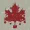 Retro-vintage red Christmas maple leaf card