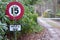 Retro vintage road sign post private in countryside