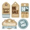 Retro vintage sale, quality labels, tags,