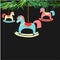 Retro vintage Scandinavian graphic lovely winter holiday new year collage pattern Christmas tree toys and rocking horse vector