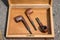 Retro vintage Smoking pipes in a wooden box