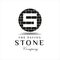 Retro Vintage Style for Stone Granit Flooring Logo Design. With stone tile on brown color. Premium and Luxury Logo