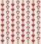 Retro and vintage styled heart and stripe pattern with muted colors red brown and white