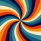 Retro Vintage sunburst swirl in colorful 70's rainbow.