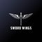 Retro Vintage Sword Blade Saber Wing Wings Logo