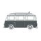 Retro, vintage, travel, camper van, with surf