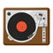 Retro vinyl player top view realistic vector illustration