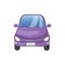 Retro violet car front view, auto insurance concept cartoon vector Illustration